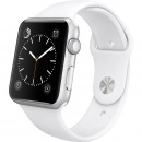 Умные часы Apple Watch sport 38mm, серебристый алюминий - Белый спортивный ремешок