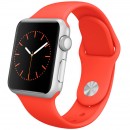 Умные часы Apple Watch sport 38mm, серебристый алюминий - Оранжевый спортивный ремешок