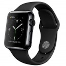 Умные часы Apple Watch 38mm, Стальные «чёрный космос» - Чёрный спортивный ремешок
